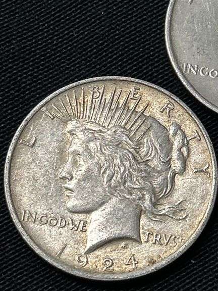 Three 1924 Peace Silver Dollars