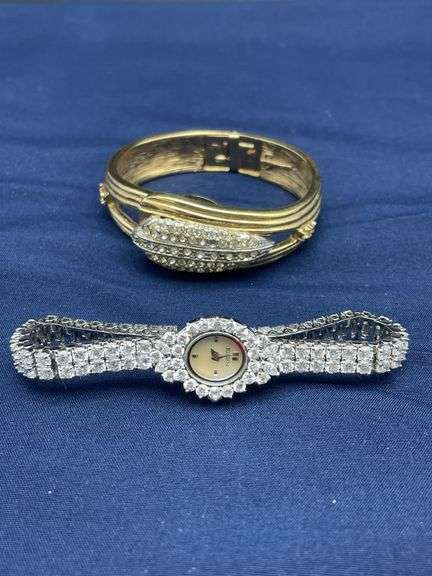 Elgin Ladies Bracelet Watch and Gold Tone Bracelet Lot image