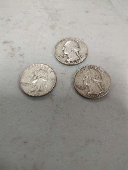 3 SILVER QUARTERS - 1954 - 1960 - 1962 image