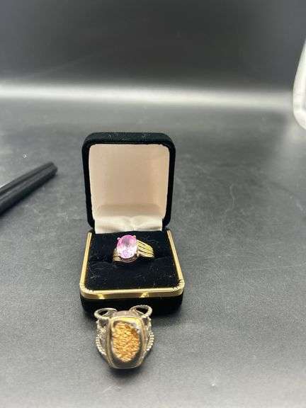 Two Rings: Pink Stone & Gold Stone Ring image