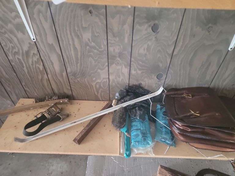 Leather Saddle Bags, Metal Bar, Grinder, Ratchet Strap and Bags image