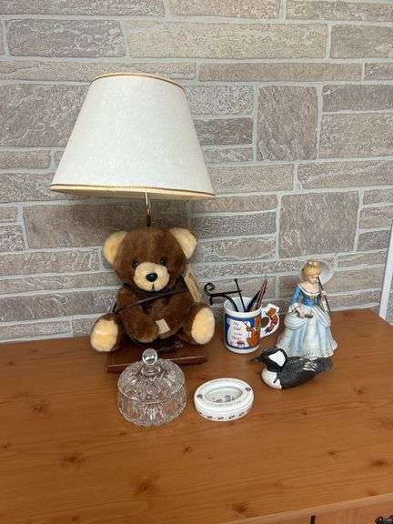 Eclectic Home Decor Collection: Teddy Bear Lamp, Figurine, and More image