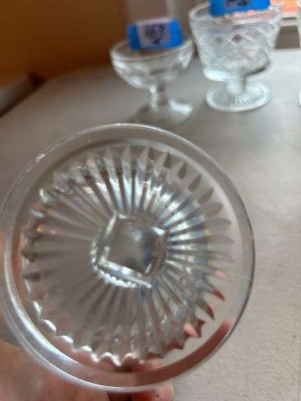Set of Six Clear Glass Dessert Bowls
