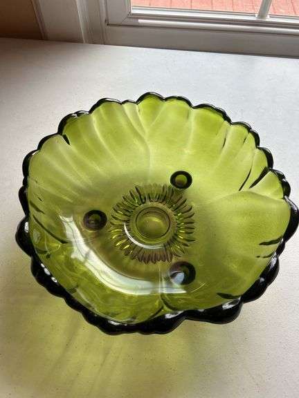 Green Glass Footed Bowl image