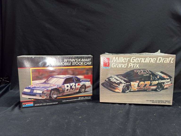 Two NASCAR Stock Car Model Kits - Wynn's/K-Mart Oldsmobile and Miller Genuine Draft Grand Prix
