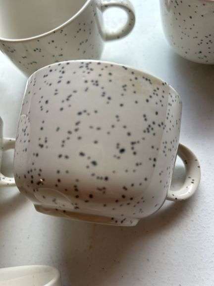 Set of 6 Speckled Ceramic Coffee Mugs