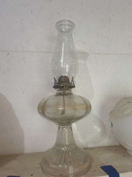 Clear Glass Oil Lamp with Ribbed Base image