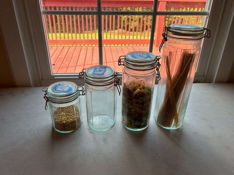 Set of Four Glass Canisters with Latch Closures image