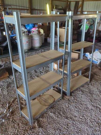Two Metal and Wood Storage Shelves image