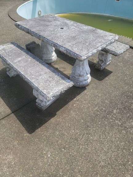 Outdoor Concrete Picnic Table with Benches image