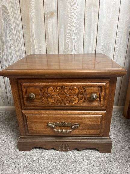 Two-Drawer Wooden Nightstand image