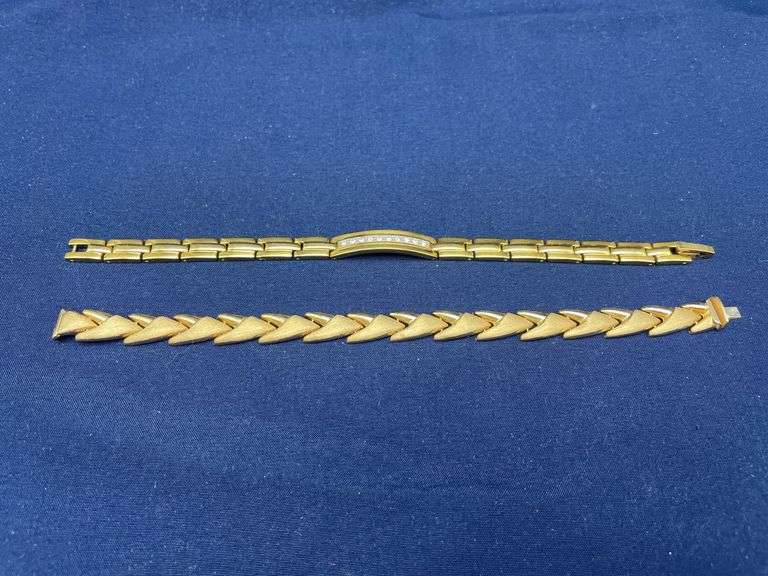 Two Gold Tone Bracelets: Citizen Stainless Steel & Geometric Link image