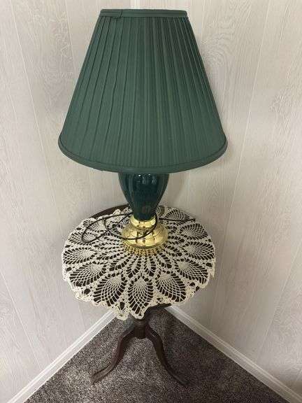 Accent Lamp with Green Shade & Side Table