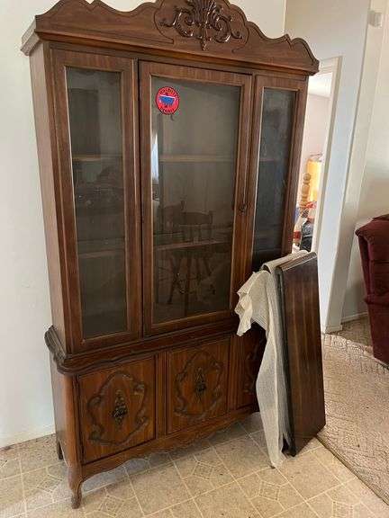 Ornate Wood and Glass Display Cabinet image