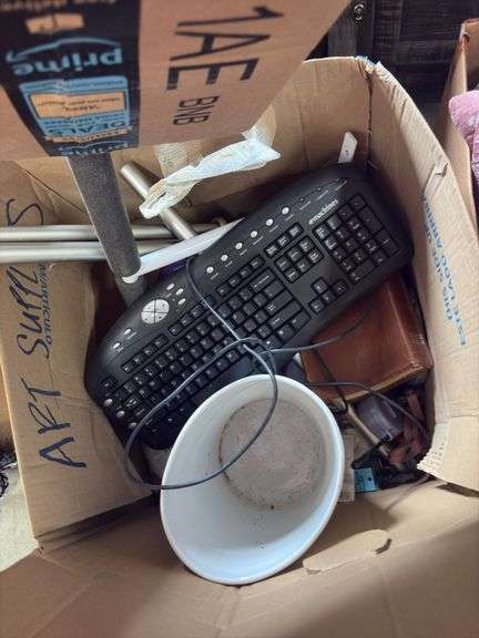 BOXES OF GENERAL HOUSEHOLD ITEMS AND CLOTHES