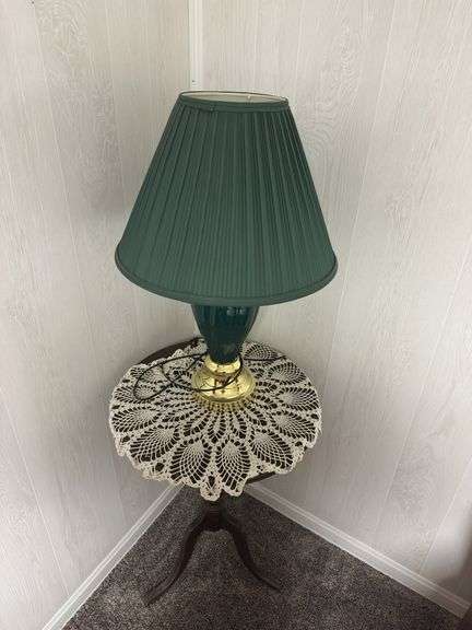 Accent Lamp with Green Shade & Side Table image