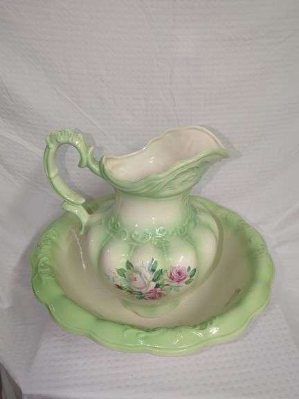 Floral Ceramic Pitcher and Wash Basin Set image