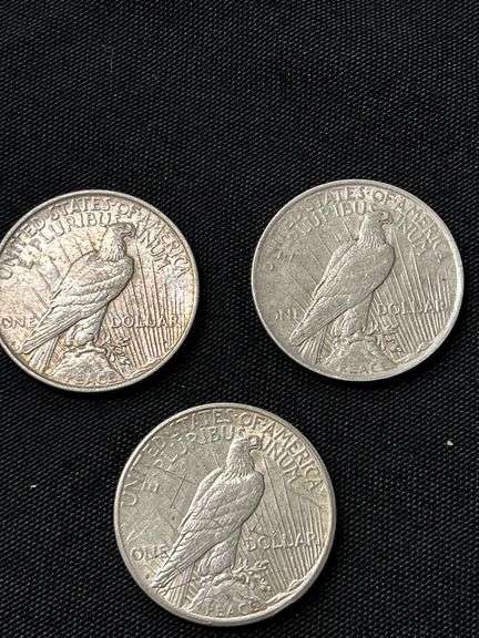 Three 1922 Peace Silver Dollars
