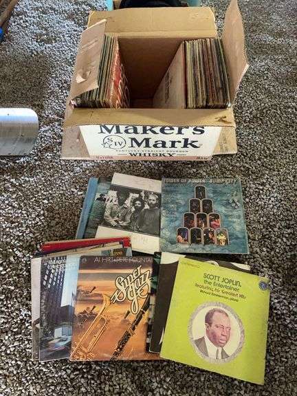 Mixed Lot of Vinyl Records in Maker's Mark Box image