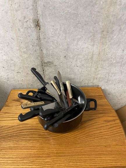 Pot with Assorted Kitchen Knives and Shears