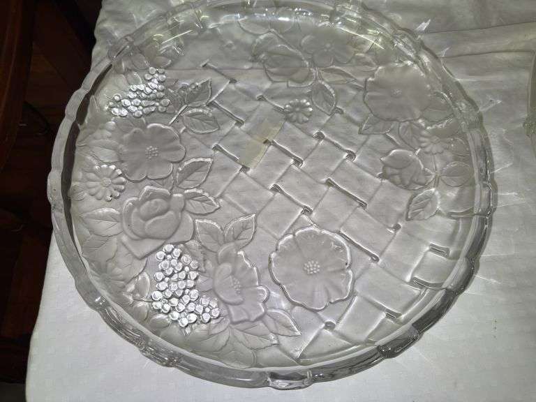 Set of 3 Clear Glass Serving Trays