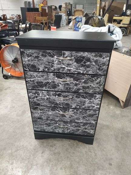 5 DRAWER CHEST WITH MARBLE LOOK FRONT - 30X16X48