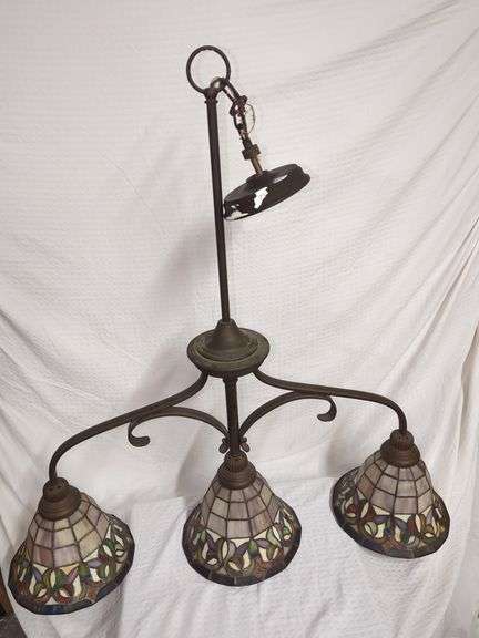 Three Light Stained Glass Hanging Fixture image