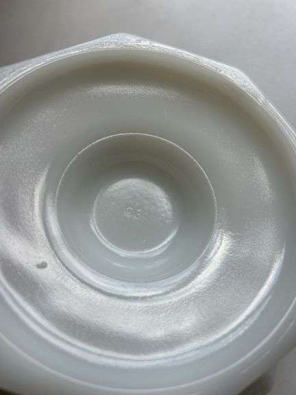 Milk Glass Footed Bowl with Grape Design