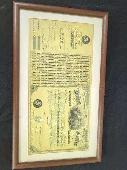 Framed 1883 US Internal Revenue Tobacco Tax Stamp image