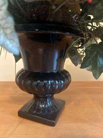 Solid Wood End Table with floral arrangement