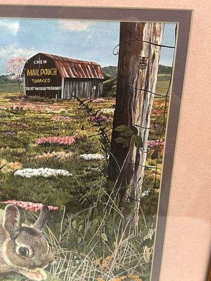 Framed Limited Edition Print - Mail Pouch Barn & Rabbits