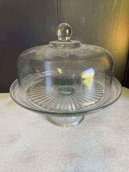 Clear Glass Cake Stand with Dome