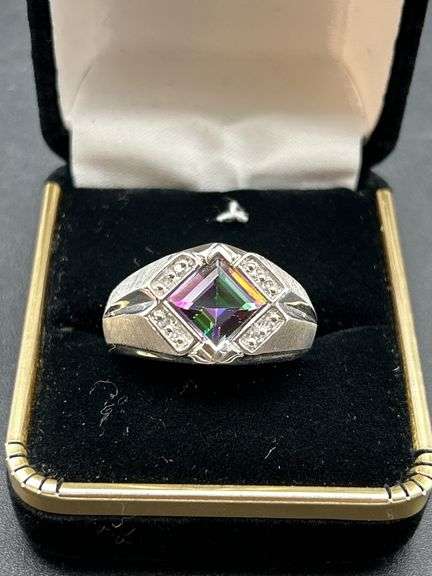 Men's Sterling Silver 925 Ring with Mystic Topaz image