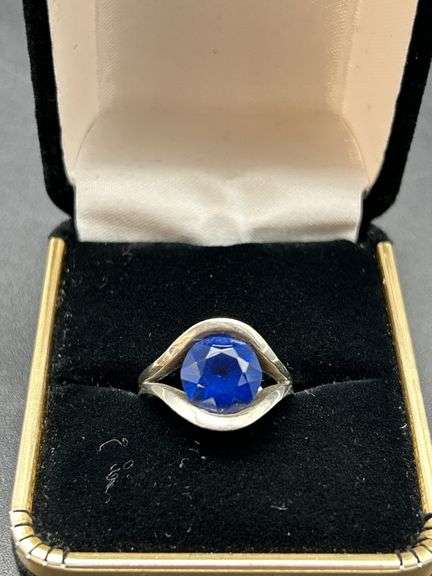 Sterling Silver 925 Ring with Blue Stone Size 7 image