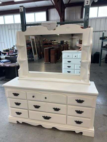 White Painted Dresser with Mirror image