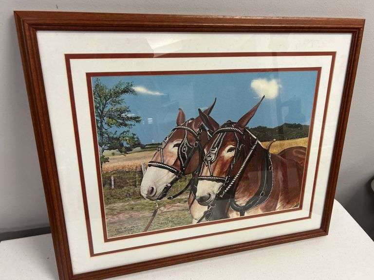 Steve St. Clair Limited Edition Framed Print: Team of Mules