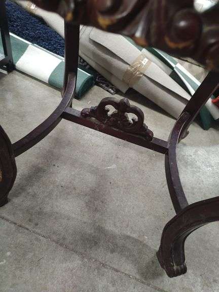 CARVED MARBLE TOP TABLE - 32X24X29