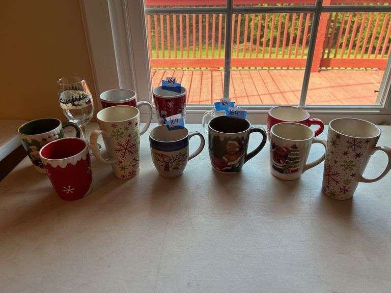 Group of Holiday Themed Mugs and Glass image