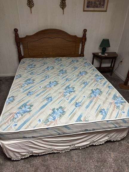 Full Size Bed Frame with Mattress and Bed Skirt image