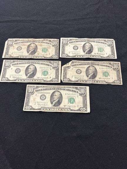 Lot of (5) Ten Dollar Bills