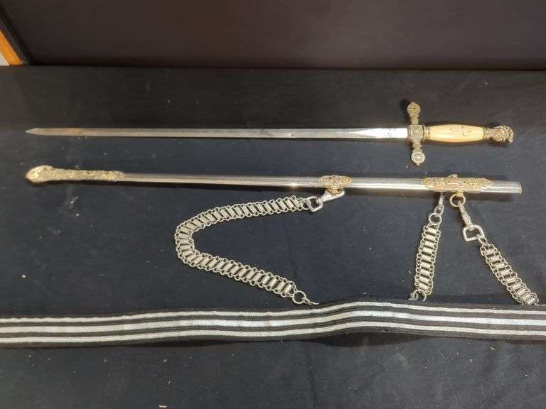 Ornate Ceremonial Sword with Scabbard and Belt