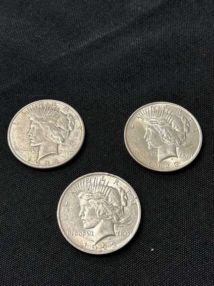 Three 1923 United States Peace Silver Dollars