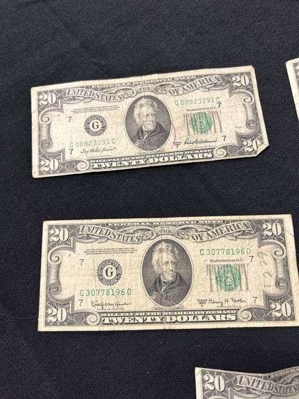 Group of Five US $20 Bills