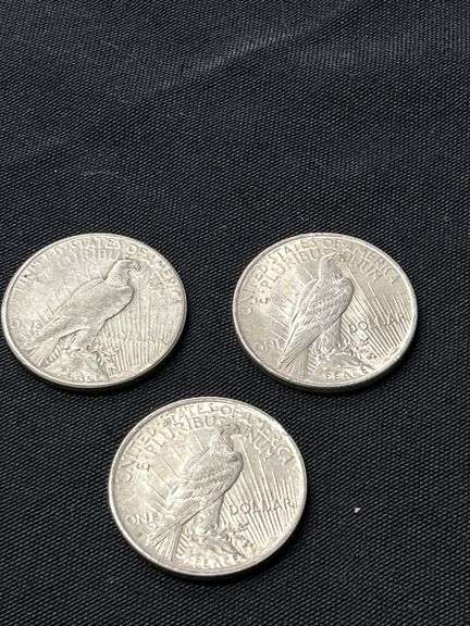 Three 1923 United States Peace Silver Dollars