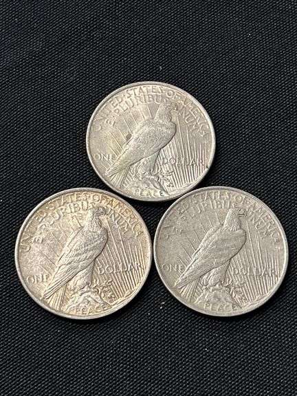 Three 1924 Peace Silver Dollars