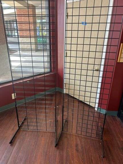 Two Black Metal Gridwall Display Racks