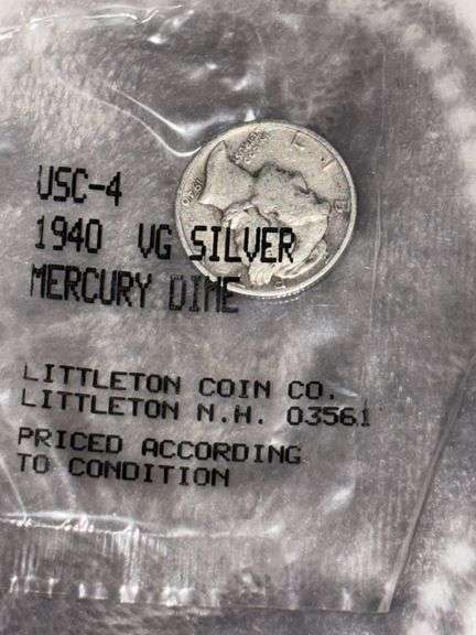 LITTLETON COIN COMPANY IN PLASTIC 1940 UG SILVER MERCURY DIME image