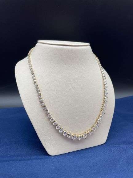 Gold Tone Tennis Necklace with Sparkling Stones image