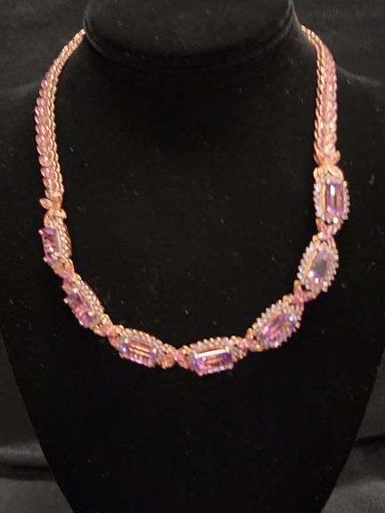 Lavender Stone Sterling Silver Necklace and Ring Set image