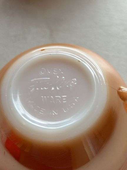 Set of 4 Fire King Peach Luster Oven Ware Mugs